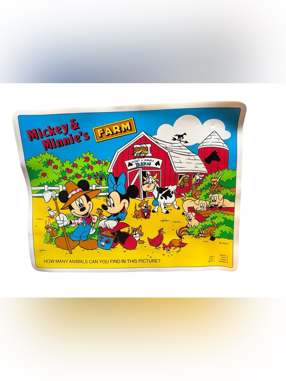 Vintage Disney Mickey & Minnie’s Farm Barnyard Placemat
